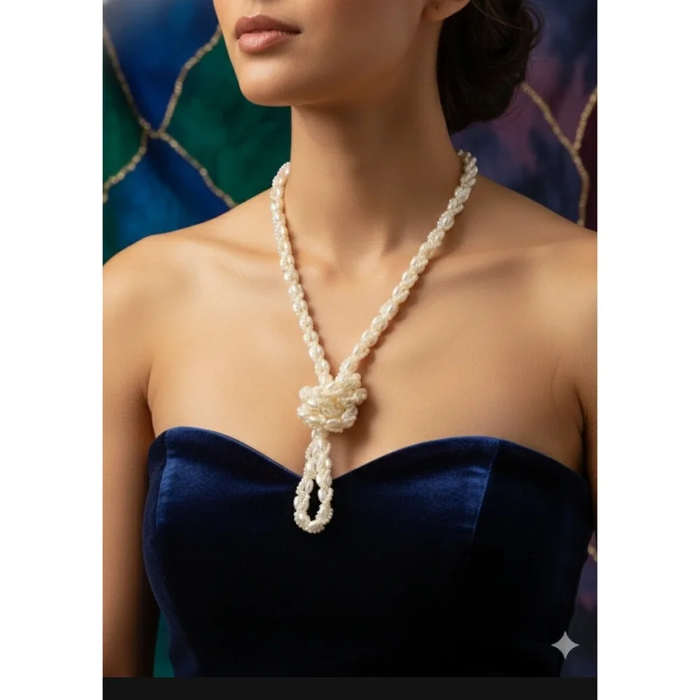 Faux Pearl Necklace Vintage Glam Minimalist Wedding Jewelry Cream Ivory
